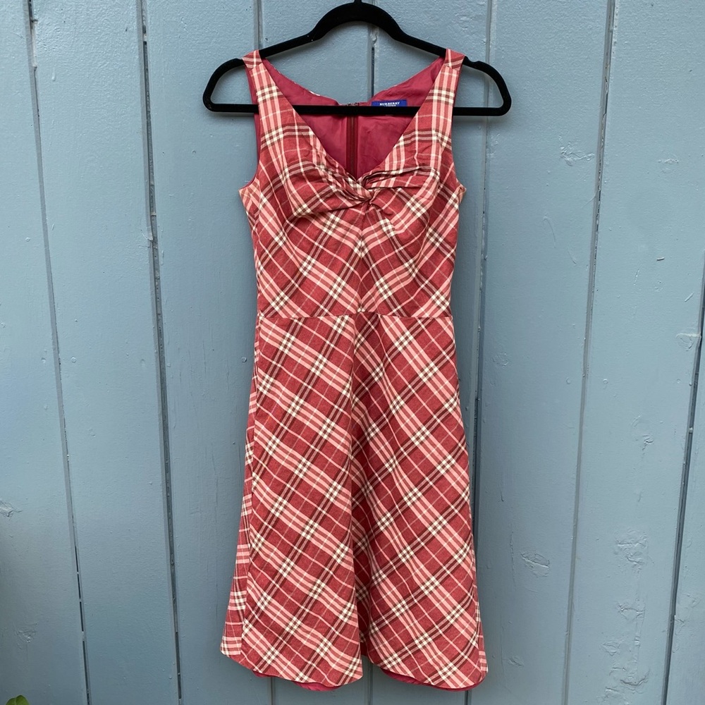 Burberry Vintage Sz S Plaid Red Dress